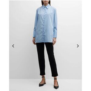 Eileen FIsher Stretch Crepe Slim Ankle Pants Mid-Rise Black Pull-On Medium